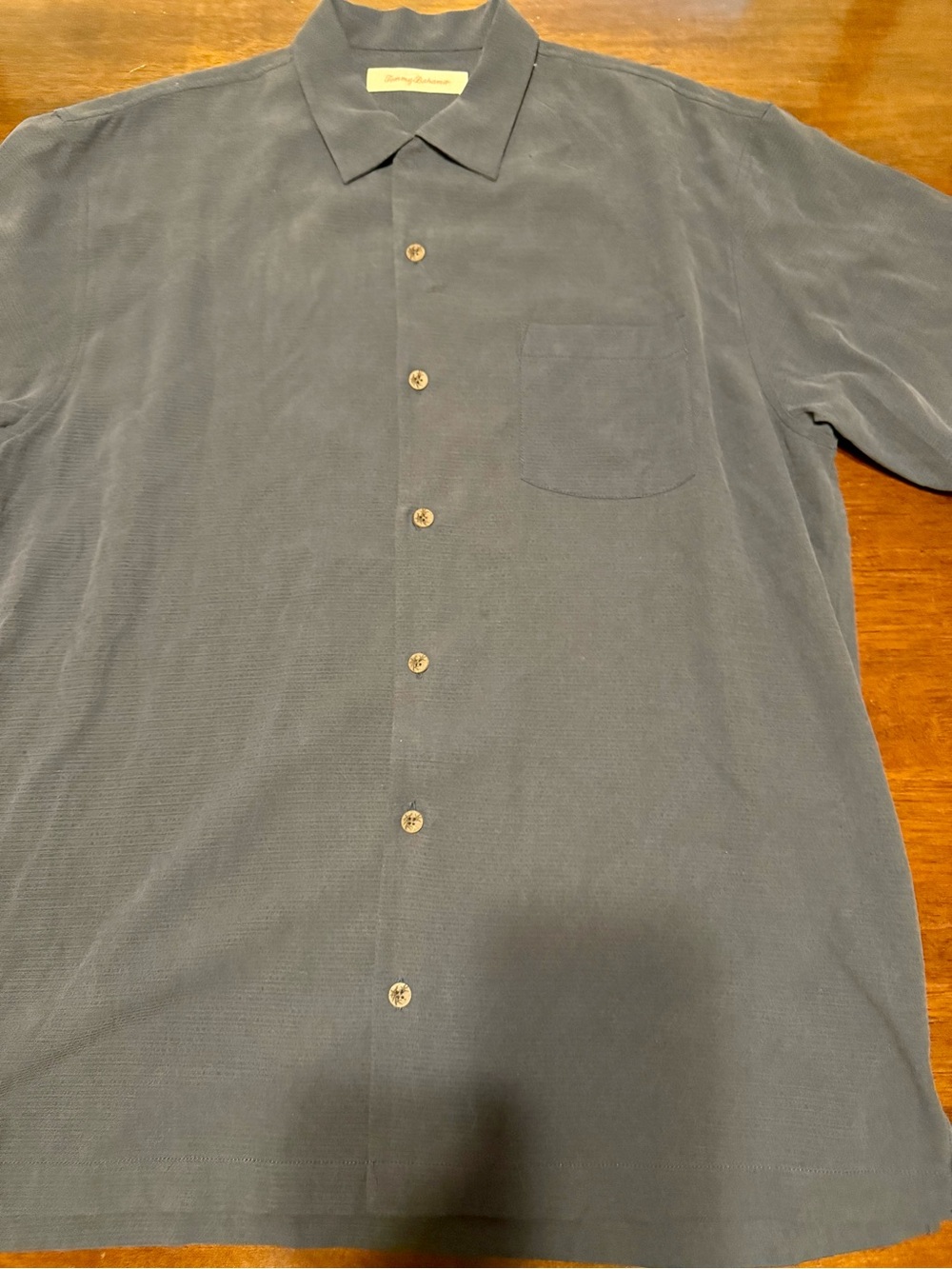 Men's Navy Button-Up Shirt - Classic Short Sleeve